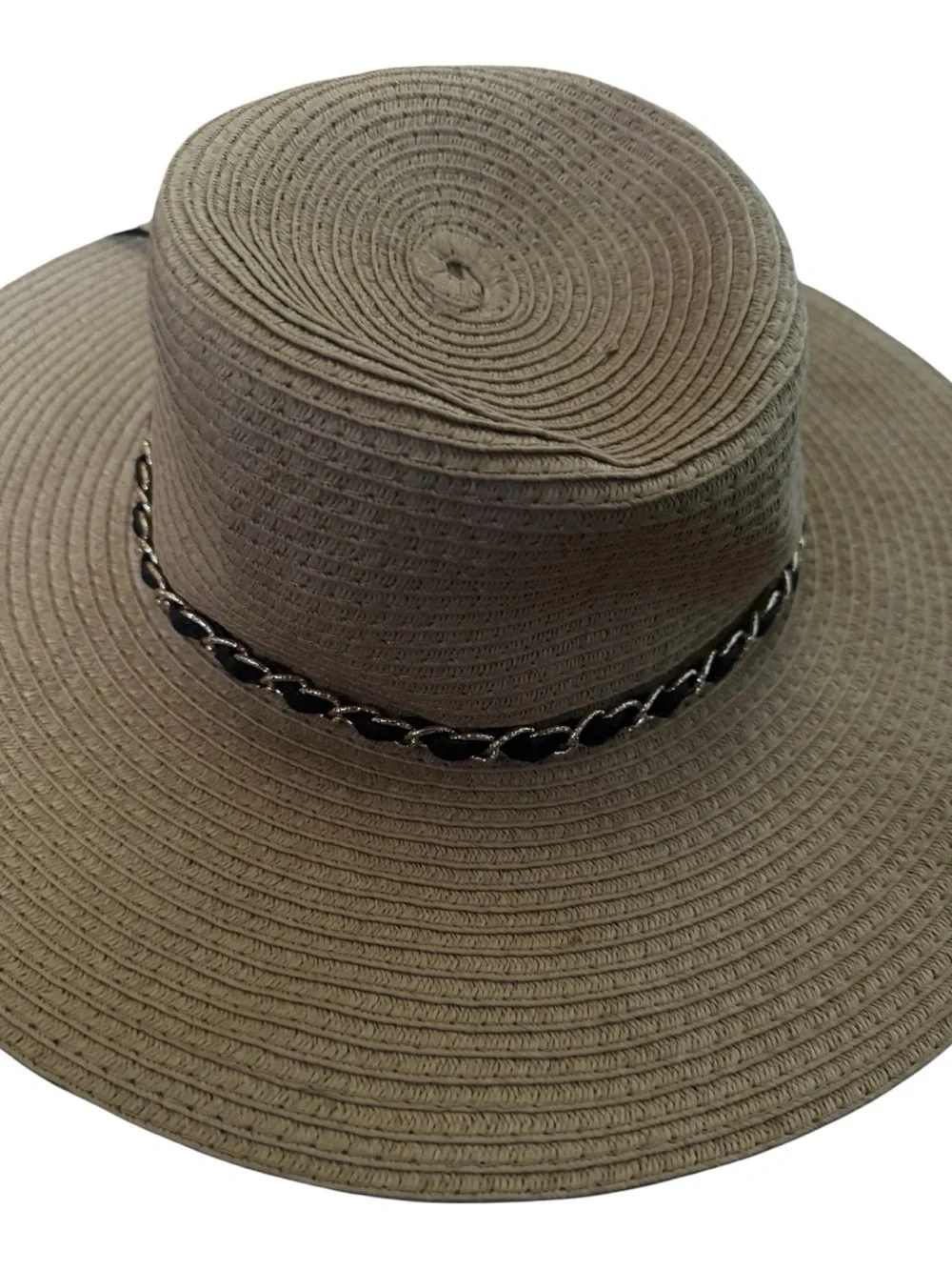 ✨☀️Furtalk Women’s Classic Black Gold Accent Woven Wide Brim Beach Hat